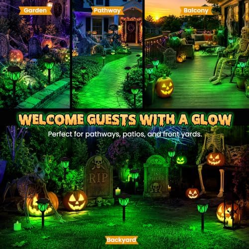 GIGALUMI Solar Halloween Lights Outdoor, LED Solar Pathway Lights 8 Pack - Image 4