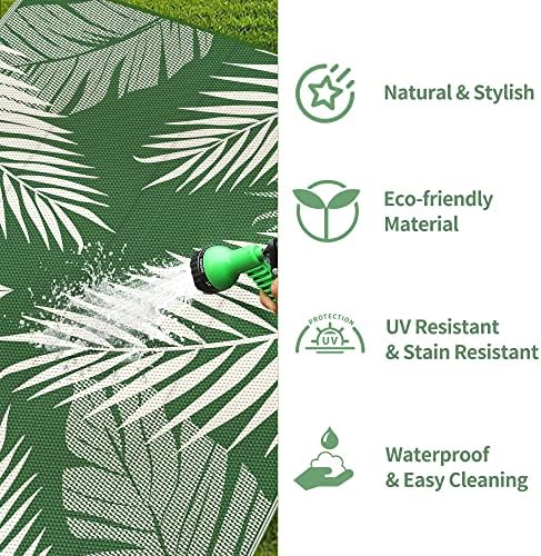 GENIMO Outdoor Rug, Waterproof Plastic Rugs for Patio, 5'x8' Dark Green - Image 6
