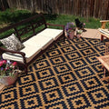 SAND MINE Reversible Mats, Plastic Straw Rug, Modern Area Rug, Large Floor Mat and Rug for Outdoors, RV, Patio, Backyard, Deck, Picnic, Beach, Trailer, Camping, Black & Brown, 9' x 18' by SANDMIND