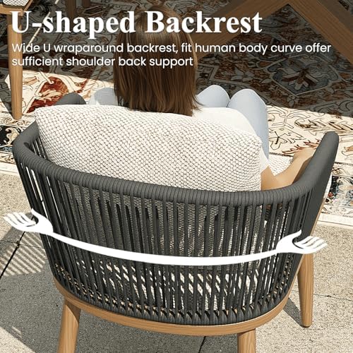LayinSun 7 Pieces Outdoor Patio Dining Set, Aluminium Rectangular Dining Table and Wicker Rattan Chairs Set for Outside Backyard, Poolside - Image 3