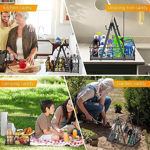 Grill Caddy with Paper Towel Holder, Picnic BBQ Condiment Utensil Organizer Caddy for Rv, Camping Accessories, Camping Essential, Camper Must Haves, Barbecue Tool Sets - Image 7