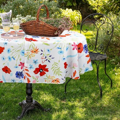Oval Outdoor Tablecloth with Umbrella Hole and Zipper, Patio Table Covers for Spring/Summer, Machine Washable Outdoor Party/Picnic Oval Table Cloth by Rodvnyh