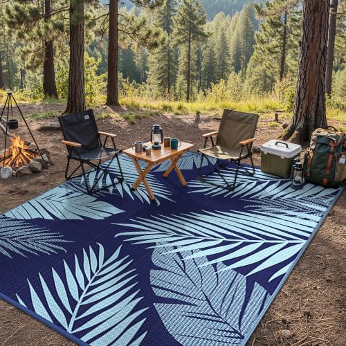 GENIMO Outdoor Rug, Waterproof Plastic Rugs for Patio, 9'x12' Blue - Image 6