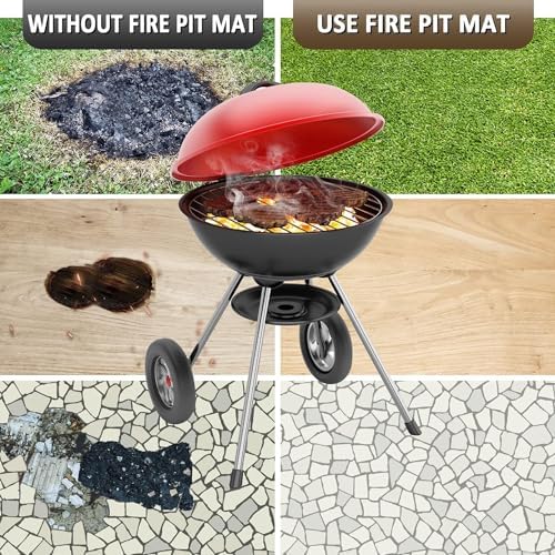 Fire Pit Mat, 37.8"x 39.4" Fireproof Blanket for Under Fire Pit, Camel - Image 2