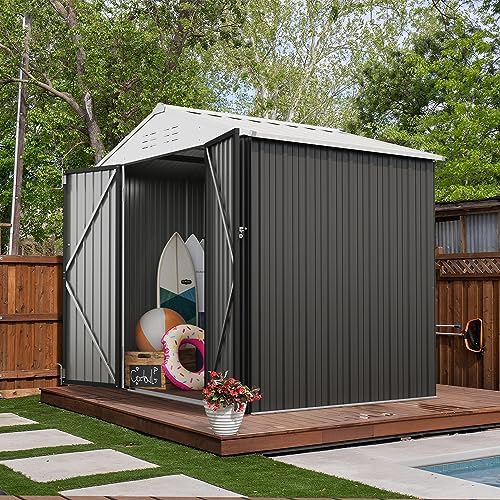 Devoko 8x6 FT Outdoor Storage Shed, Gray - Image 4