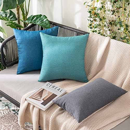 MIULEE Decorative Outdoor Pillow Covers Euro Waterproof 22x22 Turquoise - Image 2