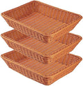 3 PCS 16 Inch Wicker Bread Basket, Woven Serving Basket, Tabletop Food Serving Basket for Restaurant, Bakery, Family Party, Hotel Serving, Fruits, Vegetables and Snacks, Brown, by GNIEMCKIN by GNIEMCKIN