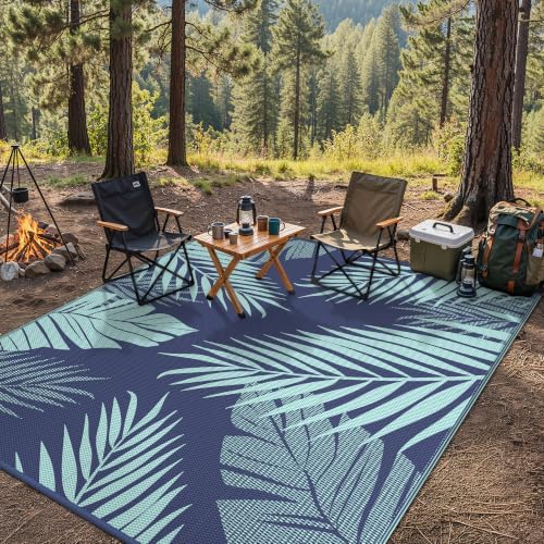 GENIMO Outdoor Rug, Waterproof Plastic Rugs for Patio, 8'x10' Navy Green - Image 5