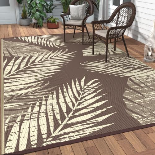 GENIMO Outdoor Rug, Waterproof Plastic Rugs for Patio, 6'x9' Cocoa Beige by GENIMO