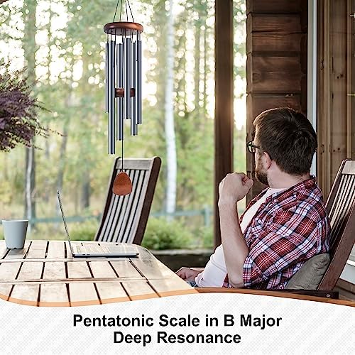 Bursvik 37" Aluminum Wind Chimes for Outside (Blue Grey), Patio Zen Decor - Image 4