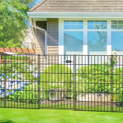 Metal Garden Fence with Gate 40 in x 23.3 ft, Dog Fence Outdoor for Yard - Image 6