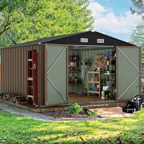 Devoko 10x10 FT Outdoor Storage Shed, Brown by DEVOKO