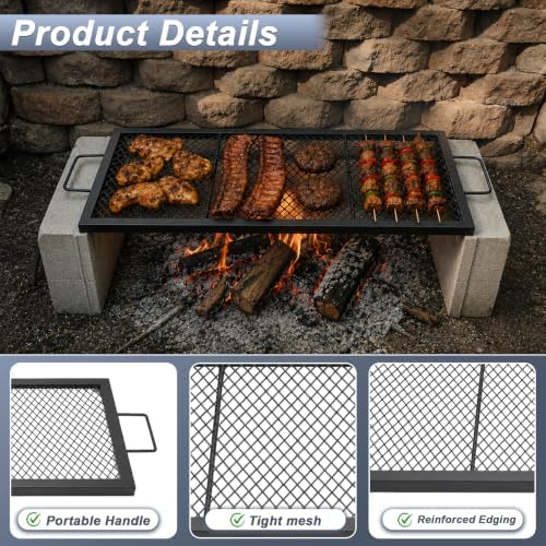 32 Inch Rectangle Fire Pit Grill Grate for Outdoor Campfire, Gathering - Image 3
