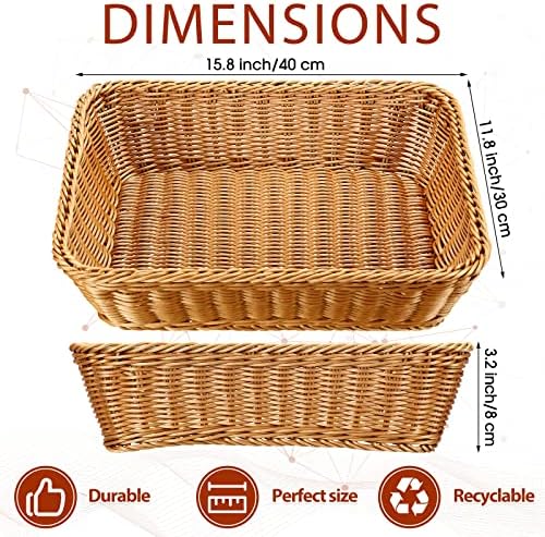 Eccliy 6 Pack Wicker Bread Baskets Woven Serving Basket, 15.8 Inch - Image 2