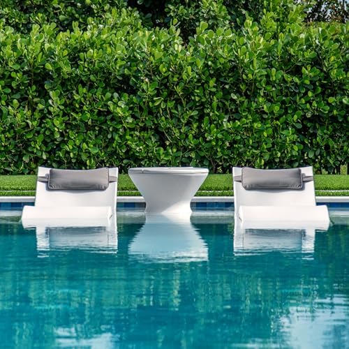 Ledge Lounger - Signature Tall Ice Bin Side Table - Lid with Umbrella Hole - for in-Pool or On-Deck Use - Water Depths 0-15” - Compatible with All Types - for Pool, Sundeck, Patio - Dark Blue - Image 6