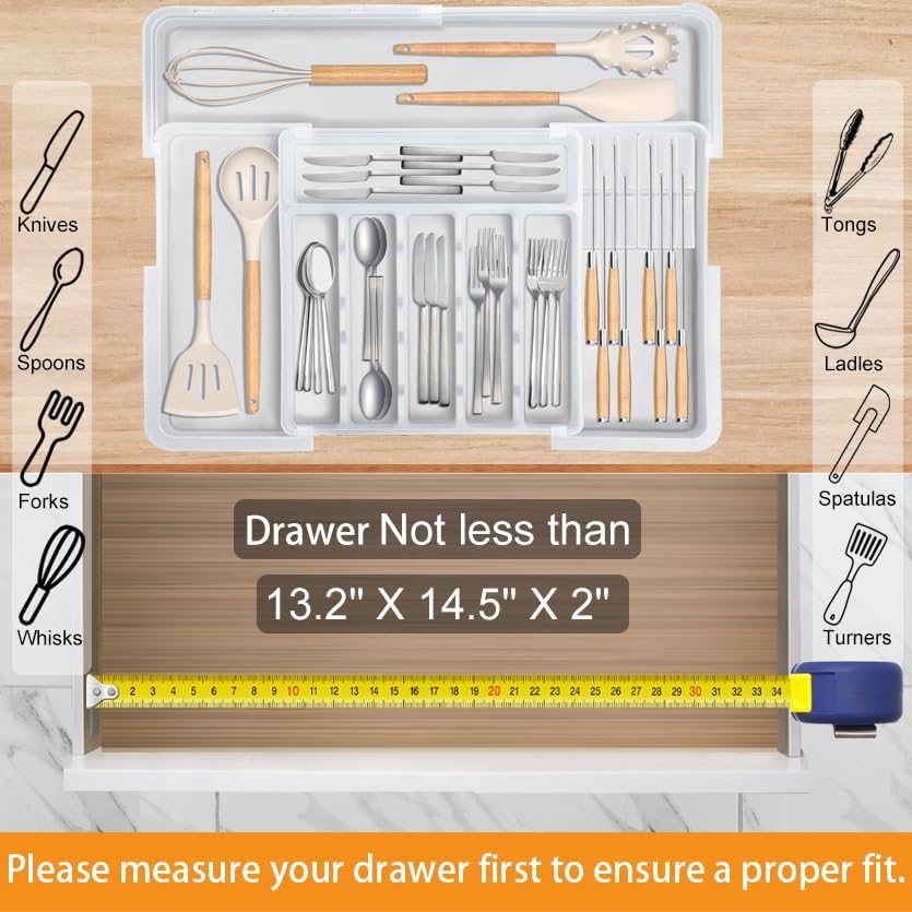 Silverware Organizer for Kitchen Drawer Expandable Utensil Drawer Organizer - Image 5