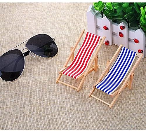 Dollhouse Miniature Furniture Accessories Foldable Wooden Beach Chair Mini Longue Deck Chair Doll House Ornament Kits for DIY Fairy Garden Dollhouse Decoration - Pack of 4 - Image 7
