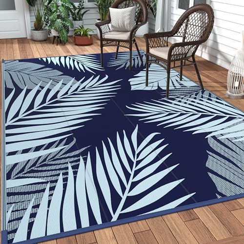 GENIMO Outdoor Rug, Waterproof Plastic Rugs for Patio, 5'x8' Blue by GENIMO