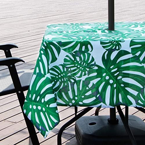 EHouseHome Outdoor Indoor 60inch SquareTablecloth with Umbrella Hole and Zipper, Waterproof Zippered Patio Table Cloths, Spring/Summer Table Covers for Backyard Circular Table/BBQs/Picnic - Image 3