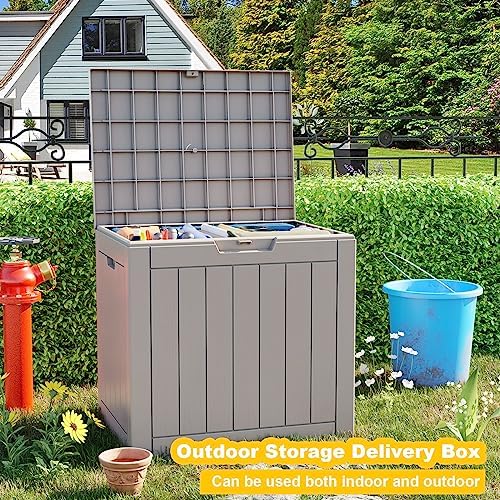 PatioZen 30 Gallon Resin Deck Box, Lockable Outdoor Storage Box for Patio Cushions Storage Furniture,Garden Tools, Pool Supplies, Weatherproof and UV Resistant (Grey) - Image 3