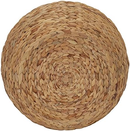 Household Essentials Round Handwoven Water Hyacinth Barrel Wicker Storage Basket Side Table, Natural Finish - Image 2