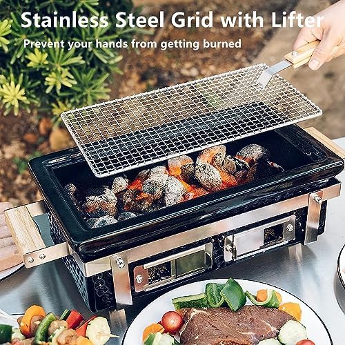 ONLYFIRE GRILLS Charcoal BBQ Hibachi Grill with Grid Lifter, GS306 - Image 3