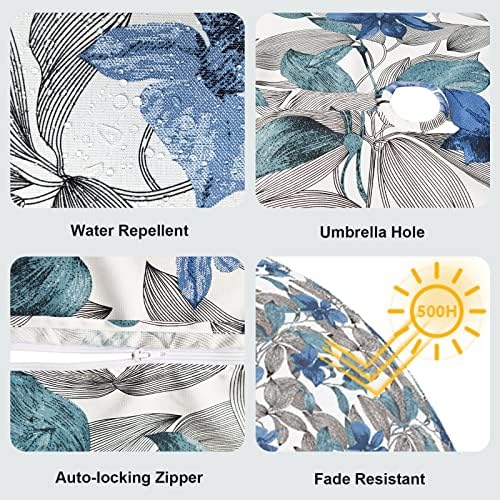 LVTXIII Outdoor Tablecloth with Umbrella Hole and Zipper, 60 x 84 Inch Water-Repellent Patio Table Cloth, Rectangle Table Covers for Backyard Garden, Clemens Noir Blue - Image 3