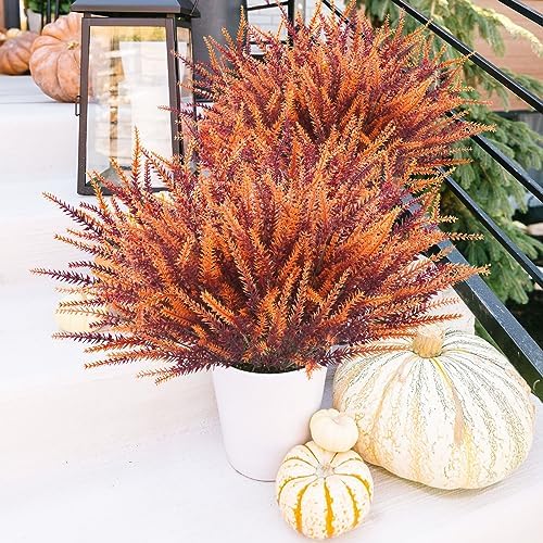 20 Bundles Artificial Lavender Flowers for Outdoors - UV Resistant Faux Fall Flowers, Fake Plastic Shrubs Plants for Home Garden Porch Autumn Decor - Image 4