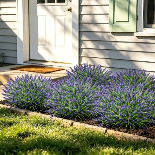 12 Bundles Faux Outdoor Plants, UV Resistant Artificial Fake Lavender Flowers with Monkey Grass for Outdoors, Realistic Faux Lavender Greenery Shrubs for Porch Yard Garden Window Box Home Decor - Image 7