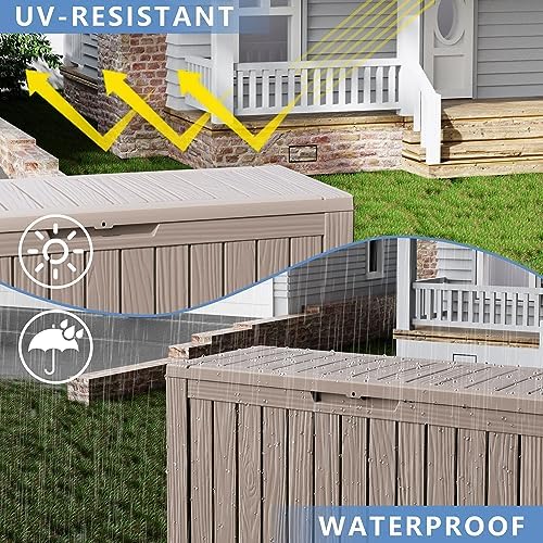 90 Gallon Waterproof Resin Deck Box, UV Resistant Outdoor Storage for Garden, Patio, Porch, Delivery（Black，80 Gallon） - Image 2