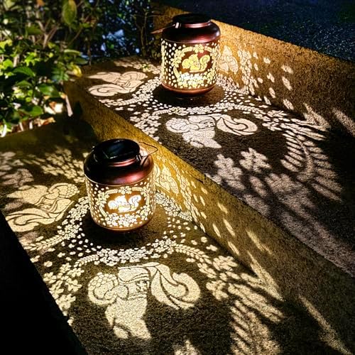 Squirrel Solar Lanterns Outdoor Waterproof Hanging Solar Lights Squirrel Gifts for Women Men Metal Decorative LED Lanterns for Yard,Patio,Lawn,Tabletop,Pathway,Landscape,Garden Decor - Image 3
