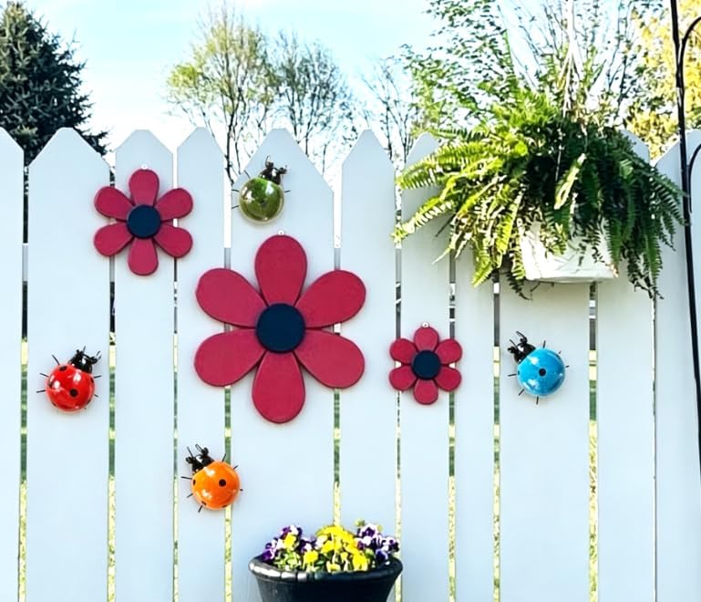 Metal Garden Wall Art Decorative Set of 4 Cute Ladybugs - Image 5