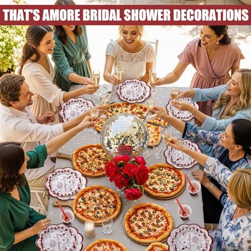 Zubebe 175 Pcs Thats Amore Bridal Shower Party Plates Napkins Cups Set - Image 4