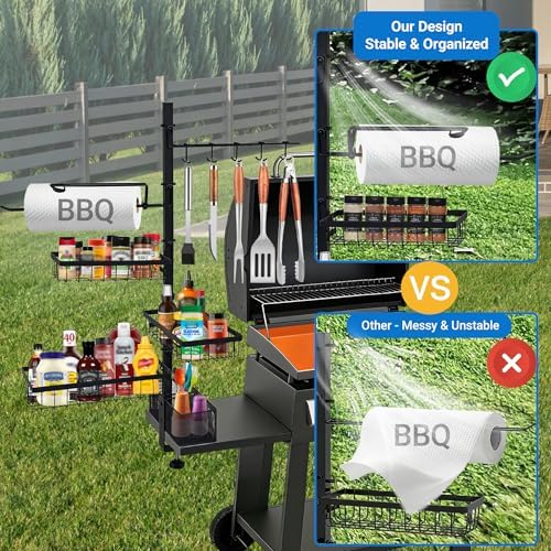 Griddle Caddy Organizer for Blackstone Griddles/Prep Cart, Grill Utensil Condiment Caddy with Paper Towel Holder, Outdoor Kitchen Grill Accessories Organizer for Camping RV Patio, Gifts for Men, Dad - Image 4