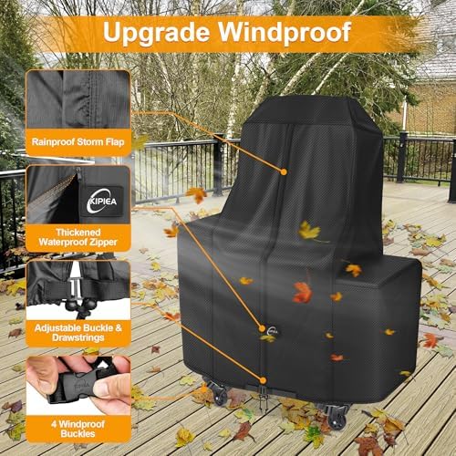 Kipiea 600D Heavy Duty Pellet Grill Cover for Pit Boss Lockhart, Waterproof Wood Pellet Smoker Cover with Windproof Buckles, UV Resistant, No Tear, No Fading - Image 5