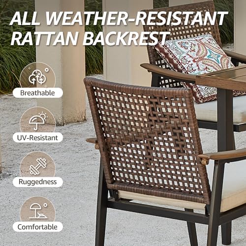 NATURAL EXPRESSIONS 7 Piece Patio Dining Set for 6, Wicker Swivel Chairs - Image 3