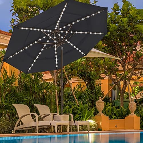 EliteShade USA 10-Year-Non-Fading 9ft 3-Tier Market Patio Umbrella, Commercial Table Umbrella with 80 Solar LED Lights, Crank Open, Windproof & UPF 50+ UV Protection for Garden, Deck, Pool, Backyard, Black - Image 4