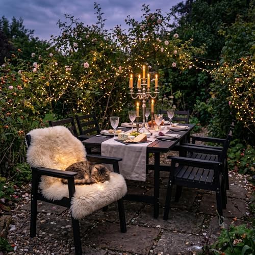 7-Piece Outdoor Dining Set, All-Weather HDPE Patio Furniture, 66.5" Slatted Table with 1.6" Umbrella Hole & 6 Ergonomic Armchairs, Heavy Duty 350lbs Capacity, UV Resistant, Black - Image 2