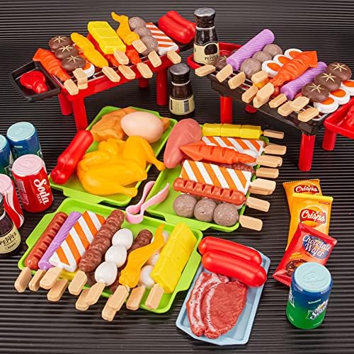 80-Piece Interactive BBQ Grill Playset Toy - Realistic Pretend Cooking Set with Grill Tools & Food Accessories for Kids Ages 3-8, BPA-Free Learning Toys for Boys Girls Toddlers by MORITABOKUJO