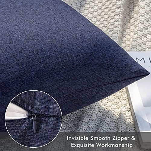 MIULEE Decorative Outdoor Pillow Covers Lumbar Waterproof 12x20 Navy - Image 4