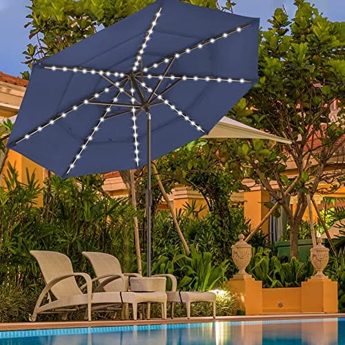 EliteShade USA 10-Year-Non-Fading 9ft 3-Tier Market Patio Umbrella, Commercial Table Umbrella with 80 Solar LED Lights, Crank Open, Windproof & UPF 50+ UV Protection for Garden, Deck, Pool, Backyard, Navy Blue - Image 4