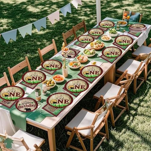 Greencian 96Pcs Lumberjack Wild One Birthday Party Decorations, Serves 24 - Image 6