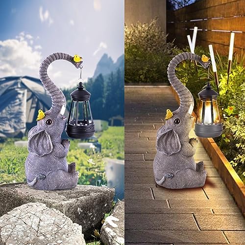 Solar Outdoor Garden Decor Elephant Statues Lights - Image 2