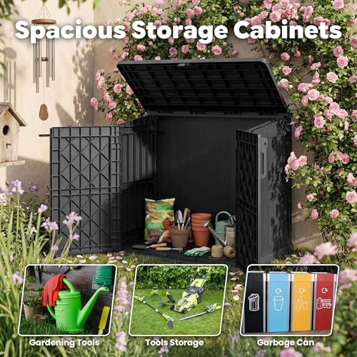 LHBcraft Waterproof Outdoor Storage Cabinet 36 Cu Ft, Portable Horizontal Resin Storage Shed for Backyards, Patios, Waterproof Outdoor Storage Box with Lockable Doors - Image 5