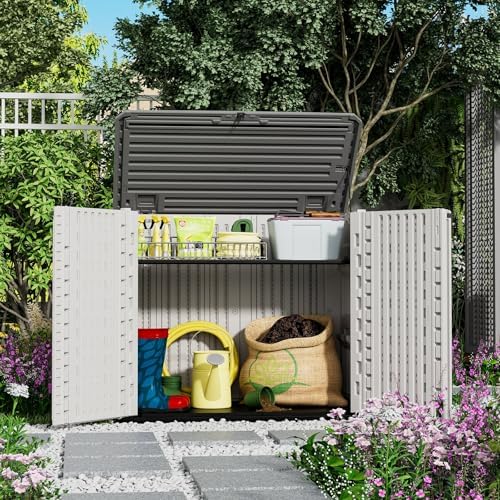 ZZM 4x2.5 FT Outdoor Storage Shed, Resin Waterproof Storage Cabinet for Garden Tools with Lockable Lid,Latch (White) - Image 5