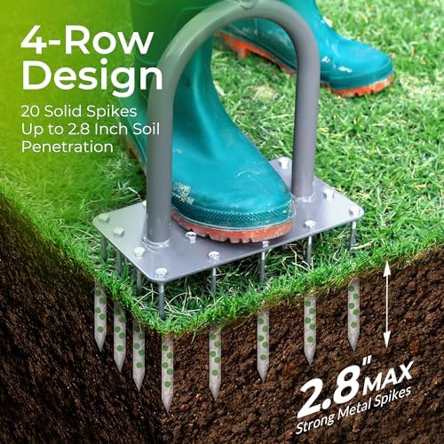 Walensee 4-Row Lawn Aerator Tool with 20 Steel Spikes for Small Yards - Image 6