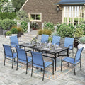 HERA'S HOUSE 9pc Outdoor Patio Dining Set for 8, Textilene Chairs, Blue by HERASHOUSE