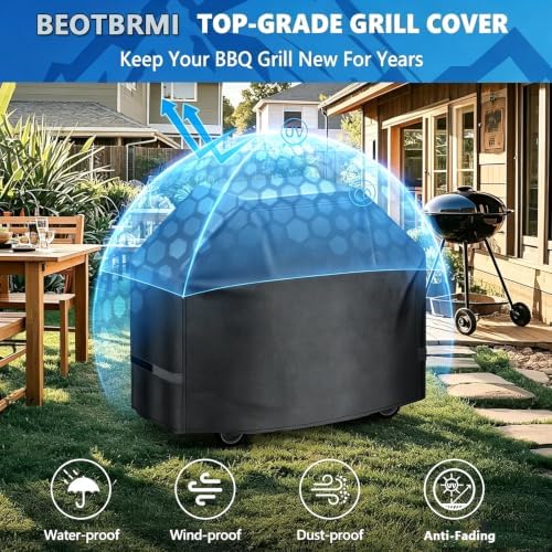 55" Heavy Duty 600D BBQ Grill Cover with Adjustable Straps - Image 5