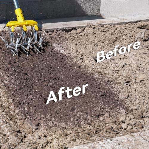 Rotary Cultivator Garden Tool with Extra-Large Tines, 74-Inch Long Handle Manual Tiller Cultivator, Heavy-Duty Rotary Hand Tiller for Soil Mixing, Reseeding Grass, Gardening, Lawn Care - Image 4
