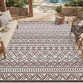 MontVoo Outdoor Rug 8x10 Waterproof Outdoor Patio Rug Mat Reverisble Plastic Straw Outdoor Rug for RV Camping Picnic Beach Balcony Boho Beige Brown by MontVoo
